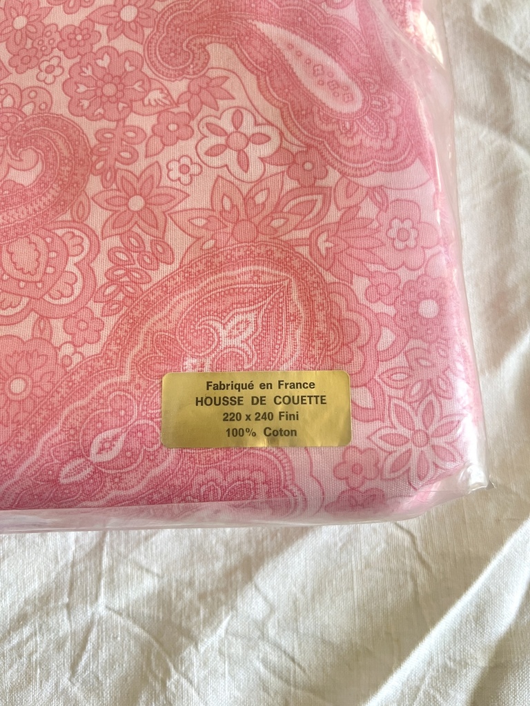 Housse de couette rose motif cachemire | Ma petite chine vintage